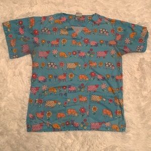 Happy Scrubs cute sheep scrub top size M